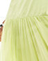 Фото #3 товара ASOS DESIGN satin cami trapeze dress with pleated skirt in lime