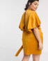 ASOS DESIGN Curve wrap kimono mini dress with tie waist in ochre