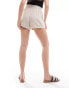 Фото #6 товара Hollister linen blend elasticated waist short in beige