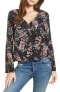 Women's Cupcakes And Cashmere Nadette Floral Blouse, Size Large - Black 151976