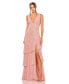 Фото #1 товара Women's Ieena Sequin Asymmetrical Ruffle Tiered Gown