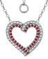 ფოტო #1 პროდუქტის Lab-Grown Ruby & Cubic Zirconia Heart Pendant Necklace in Sterling Silver, 16" + 2" extender, Created for Macy's