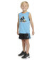 Фото #3 товара Little & Toddler Boys Sleeveless Logo Tank & Elastic-Waistband 3-Stripe Shorts, 2 Piece Set