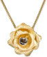 ფოტო #1 პროდუქტის Satin Flower Pendant Necklace in 14k Gold-Plated Sterling Silver, 18" + 2" extender