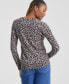 Фото #2 товара Women's 100% Cashmere Leopard-Print Crewneck Sweater, Created for Macy's