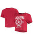 Women's Crimson Distressed Oklahoma Sooners Core Laurels Cropped T-shirt