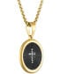 ფოტო #2 პროდუქტის Men's Diamond Cross Oval 22" Pendant Necklace in Black & Gold-Tone Ion-Plated Stainless Steel