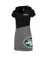 ფოტო #1 პროდუქტის Women's Black, Gray New York Jets Hooded Mini Dress