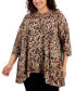 Фото #1 товара Plus Size Animal-Print Swing Top, Created for Macy's