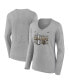 Women's Heather Gray Vegas Golden Knights 2023 Stanley Cup Champions Locker Room Long Sleeve V-Neck T-shirt