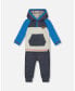 ფოტო #1 პროდუქტის Baby Boys Baby Super Soft Hooded Top And Brushed Jersey Pant Set Navy