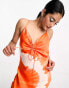 Фото #3 товара AllSaints Alexia Mariana satin tie dye midi dress in orange