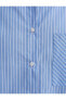 Фото #39 товара Crop Gömlek Renk Kontrastlı Uzun Kollu Tek Cepli Pamuklu