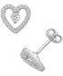 ფოტო #1 პროდუქტის White Topaz (1/3 ct. t.w.) & Diamond (1/5 ct. t.w.) Open Heart Stud Earrings in Sterling Silver