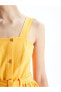LCW Casual Kare Yaka Düz Askılı Keten Görünümlü Kadın Elbise