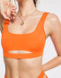 Monki cut out bikini top in bright orange