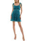 Juniors' Tie-Shoulder Tiered Smocked Mini Dress