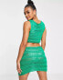 Фото #2 товара Miss Selfridge beach ring detail crochet mini dress in green