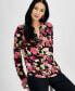 Фото #2 товара Women's Print Zip-Pocket Top, in Regular & Petite, Created for Macy's