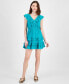 ფოტო #5 პროდუქტის Juniors' Ruffled Textured Cotton Fit & Flare Dress