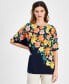 Фото #1 товара Women's Printed Dolman-Sleeve Top, Created for Macy's