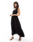 Фото #1 товара Esmee tie front cut out tiered maxi strappy beach dress in black