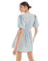 Фото #3 товара Wednesday's Girl ditsy puff sleeve wrap mini dress in blue