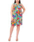 Plus Size Printed Three-Ring Sleeveless Shift Dress