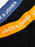 Jack & Jones 3 pack trunks in black with coloured waistbands