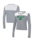 Фото #3 товара Women's White and Gray Notre Dame Fighting Irish Vault Cropped Long Sleeve T-shirt