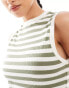 River Island grazer tank top in khaki stripe