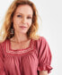 ფოტო #2 პროდუქტის Women's Crochet Square-Neck Puff-Sleeve Top, Created for Macy's