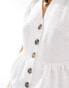 Фото #3 товара ASOS DESIGN linen look peplum button front top in ivory