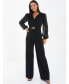 Фото #1 товара Women's Black Chiffon Buckle Palazzo Jumpsuit