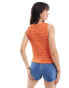 Pieces textured vest top in orange with white stripe