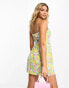 Фото #2 товара Miss Selfridge twist front mini slip dress in bright cluster floral