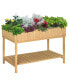 Фото #3 товара Elevated Natural Plant Stand Outdoor Flower Bed 8 Grid Box w/ Storage