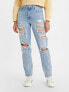 Фото #1 товара Levi's Distressed High Waisted Mom Jeans Size 24 x 29 Destructed - Light Blue