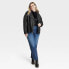 Фото #2 товара Women's Oversized Faux Leather Moto Jacket - Universal Thread Black XXL