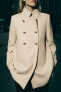 Фото #5 товара Двубортное пальто из смесовой шерсти ZARA