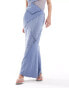 Фото #5 товара Miss Selfridge mixed texture fluted maxi skirt in blue