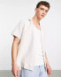 ASOS DESIGN regular fit linen shirt with revere collar in ecru