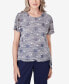 ფოტო #1 პროდუქტის Petite All American Lined Space Dye Stars Crew Neck T-shirt with Side Tie