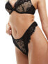 Фото #5 товара Hunkemoller Sia satin and lace thong in black