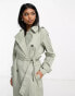 ASOS DESIGN longline trench coat in light khaki US 14 - фото #6