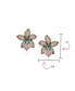 Фото #4 товара 3D Green Pink Orchid Flower Shaped Pave CZ Large Stud Earrings For Women Cubic Zirconia Rhodium Plated Brass