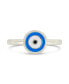 Gold-Tone or Silver-Tone Blue Bead Enamel Accent Sibyl Ring