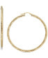 ფოტო #1 პროდუქტის Textured Hoop Earrings in 14k Gold, 50mm, Made in Italy