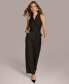 Donna Karan Women's Peak-Lapel Tie-Waist Wide-Leg Jumpsuit