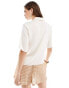 Mango satin short sleeve shirt in white